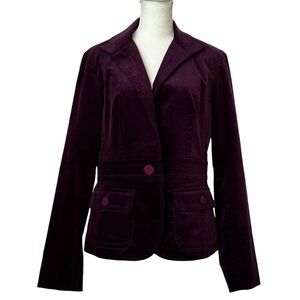 TALBOTS Purple Velvet One Button Blazer Size 8